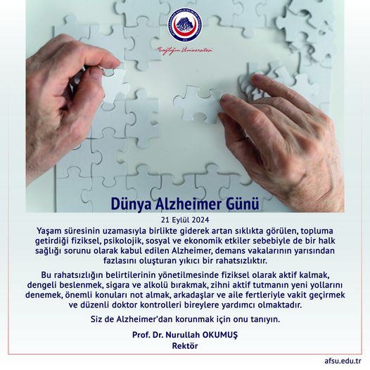 Rektör Prof. Dr. Nurullah Okumuş'tan Dünya Alzheimer Günü Mesajı