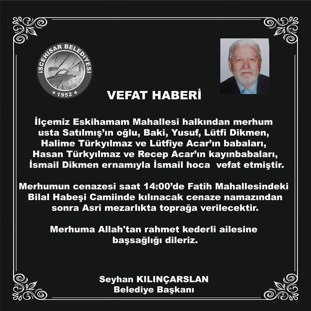 Eskihamam Mahallesi'nden Vefat Haberi