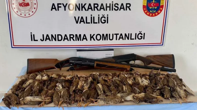 Afyonkarahisar'da Jandarma, yasa dışı avlananları yakaladı