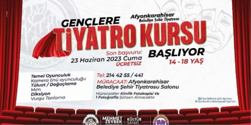 Afyonkarahisar Belediyesi Gençleri Tiyatro Kursuna Bekliyor