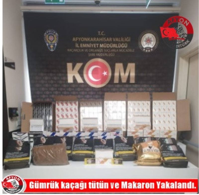 Gümrük kaçagi tütün ve Makaron Yakalandi.