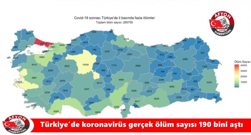 Türkiye’de koronavirüs gerçek ölüm sayisi 190 bini asti